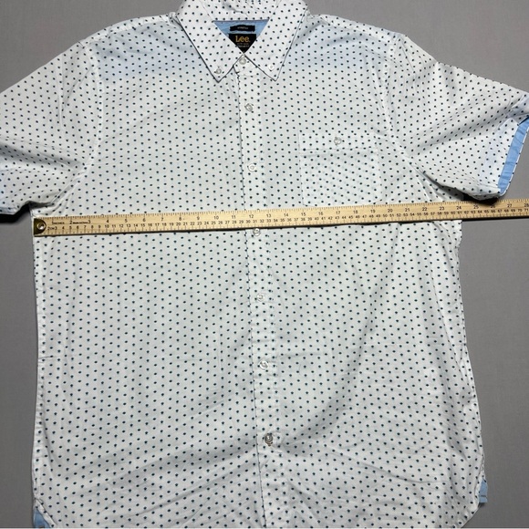 Lee Shirt Mens White Stretch Regular Fit Button Up Short Sleeve Size XL - Picture 7 of 9